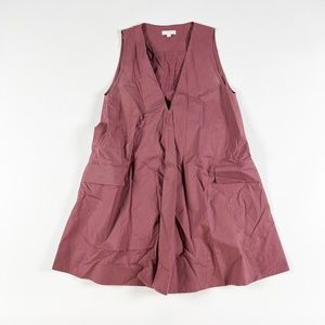 COS Cotton Poplin Deep V Neck Sleeveless Pockets Pullover Midi Dress Mauve 4